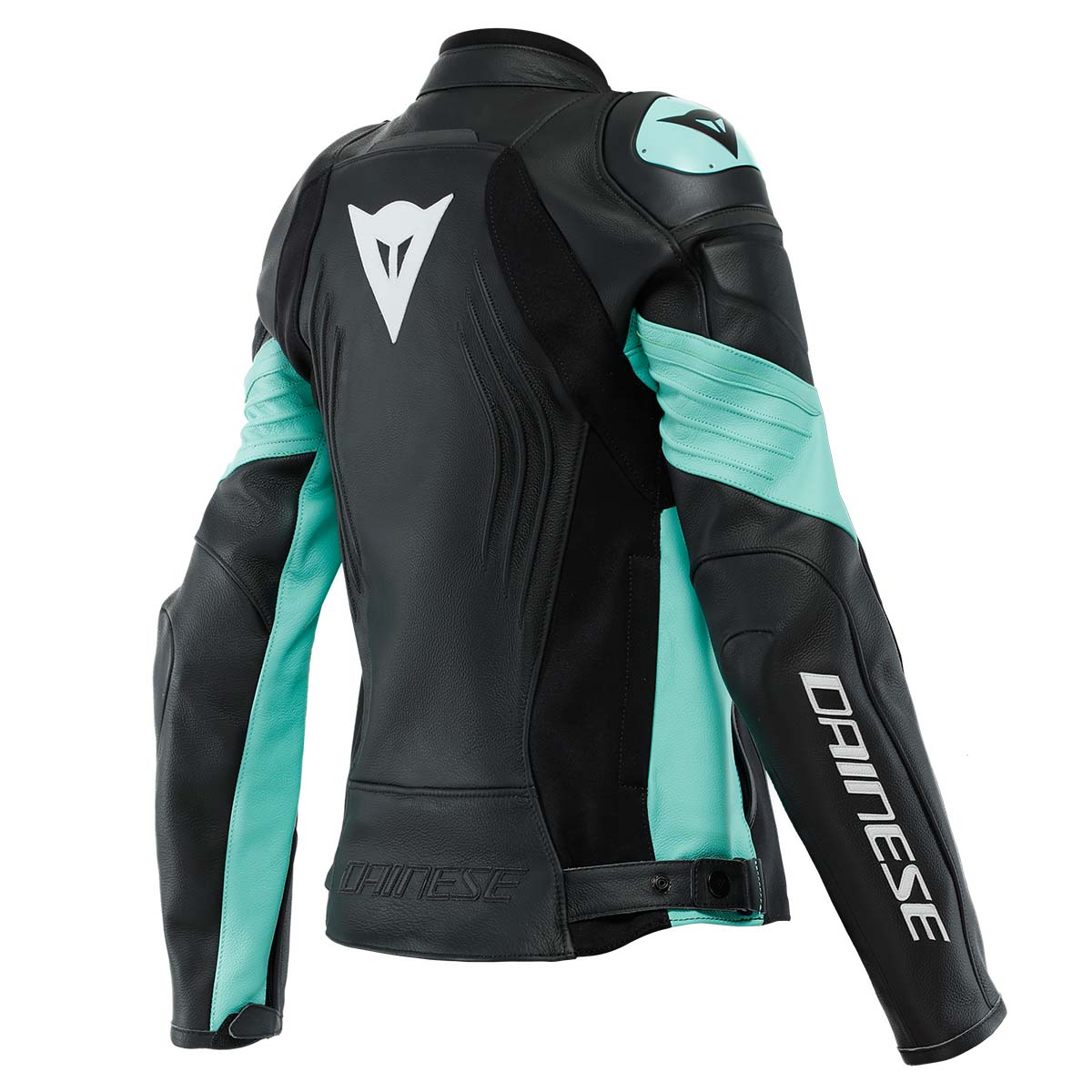 RACING 4 LADY LEATHER JACKET PERF. (BLACK/ACQUA-GREEN)